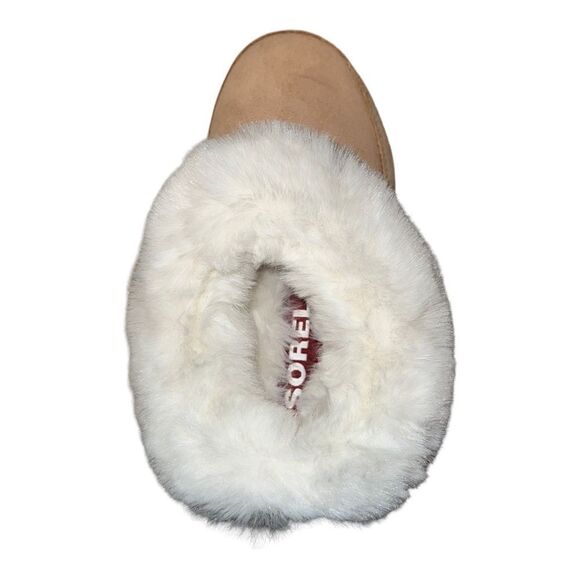 Sorel Go Coffee Run Slippers Tawny Buff, Natural Suede Faux Fur 5M New - Picture 5 of 8
